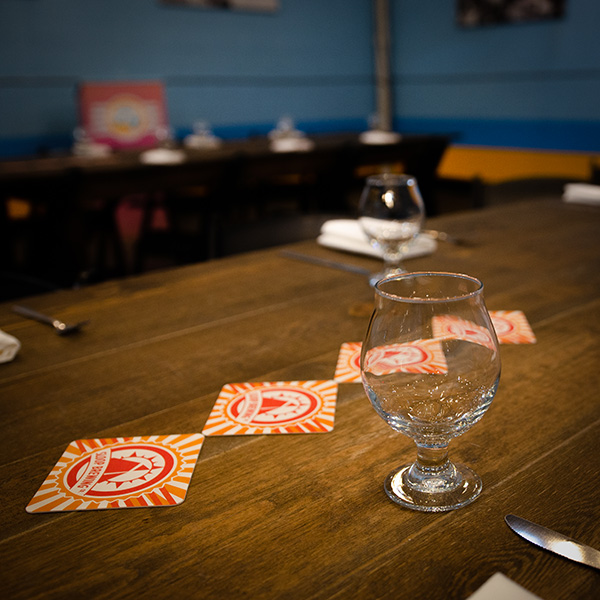 a table set in the bomb shelter, Sloop's private events space